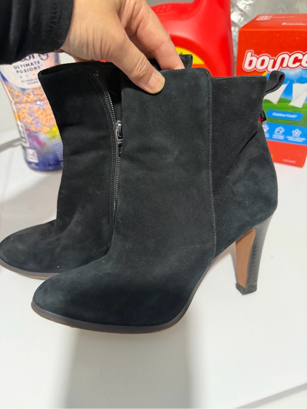 Coach Black Suede Ankle Booties with Side Zip
